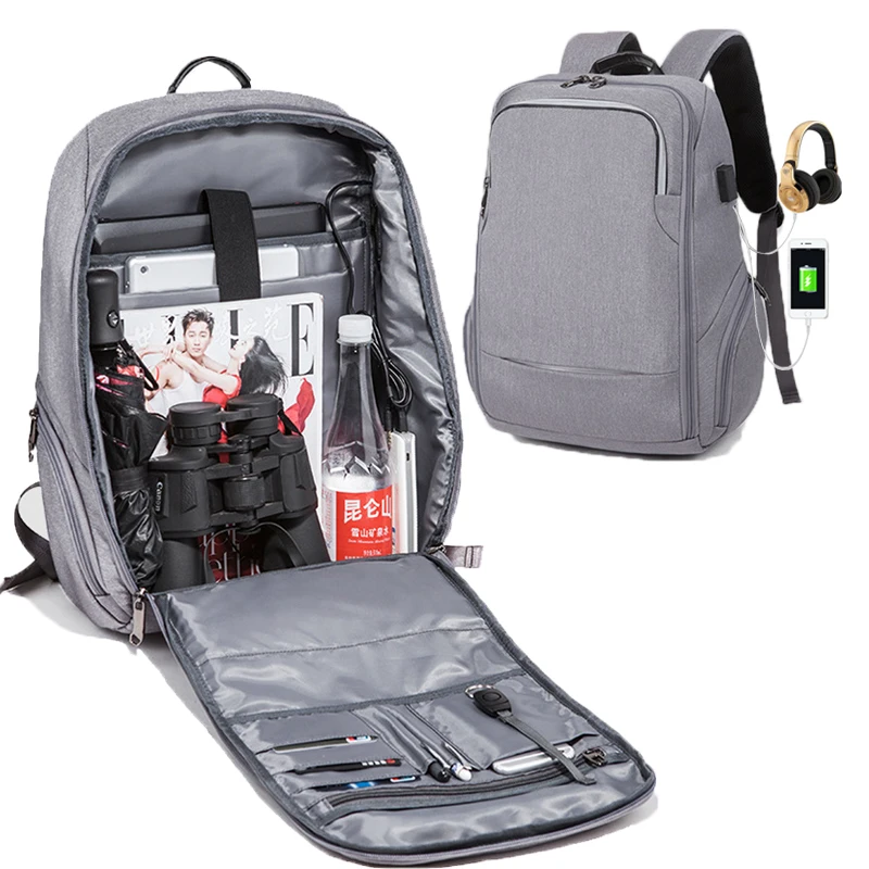 

Multifunction USB Charging Backpack Men 15.6 Inch Business Laptop Backpack Anti theft Waterproof Travel male backpack Fully open