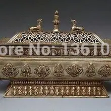 Xd 00186 Тибет Тибетский Серебряный 8 Благоприятный Корабль Курильница Курильница