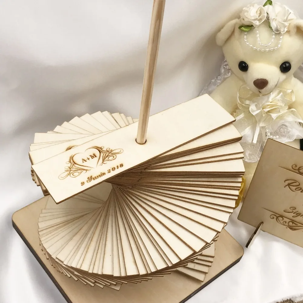 Wedding  Guest Book, Personalised Drop Top Wedding Guestbook Album, Personalized Wooden Guest Book Alternative Bridal Shower Wedding Gifts 4