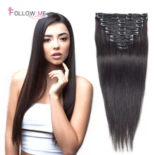 font b Straight b font Clip In Human font b Hair b font Extensions 18inch
