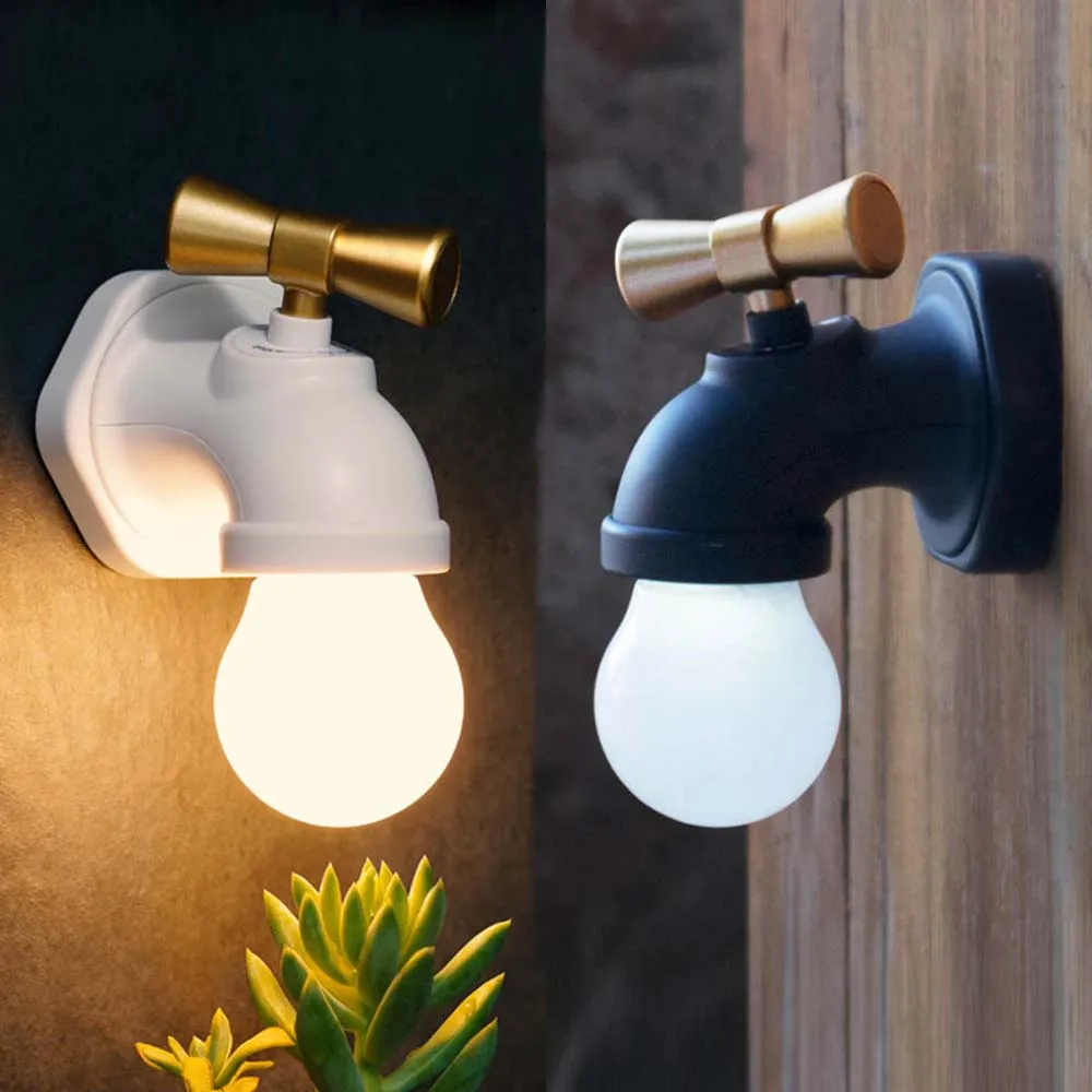 Retro Water Tap Lamp LED Intelligent Voice Control USB Charging Wall