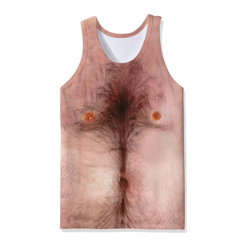 Модная мужская Спортивная безрукавка в стиле хип-хоп, 3d майка с забавным принтом, бургер, ананас, грудь, волосы, мускулы, летние мужские