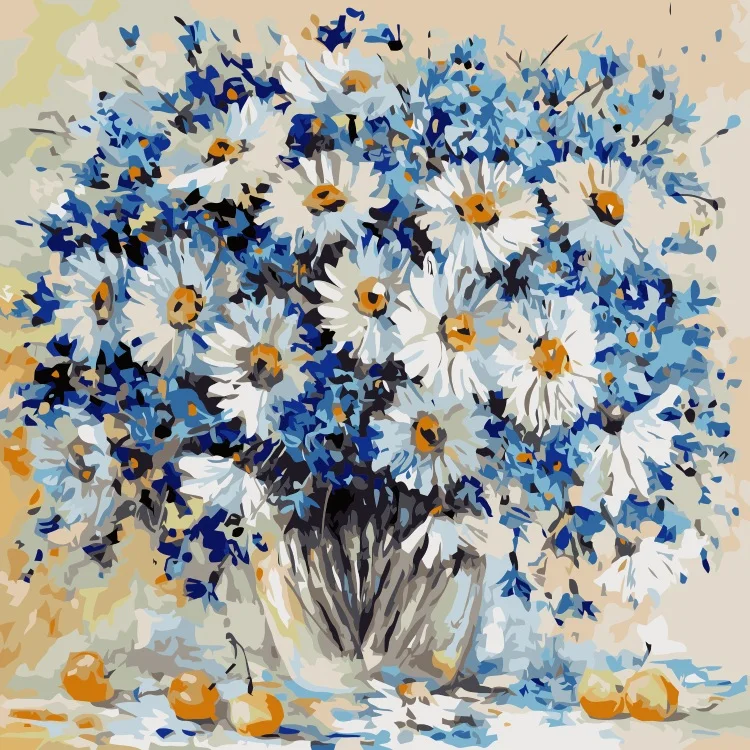 MaHuaf i578 daisies and Cornflower DIY painting by numbers on canvas