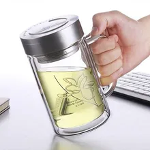 Экологичная 520 мл двойная боросиликатная стеклянная чашка многоразовая портативная большая стеклянная бутылка для воды прозрачное стекло с чайным фильтром