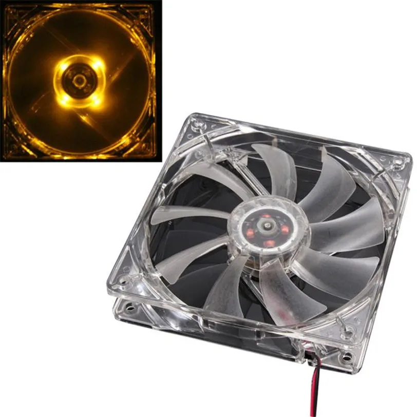 Cooling Fan Mod Orange Quad 4-LED Light Neon Clear 120mm PC Computer Case Refrigeracion Jul24 Professional Drop Shipping