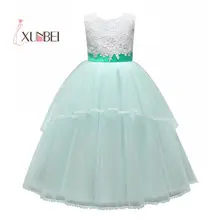 Бальное платье принцессы розового и мятного цвета с аппликацией; Платья с цветочным узором для девочек; коллекция года; пышные фатиновые платья для девочек; платья для первого причастия