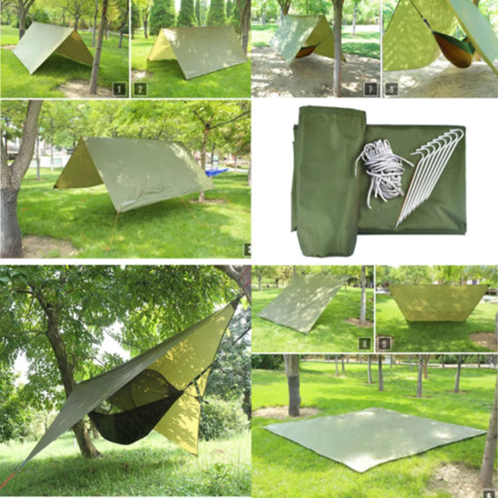 

Large Sun Shelter Tent Waterproof Awning Hiking Portable Canopy Outdoor Gazebo Camping Tent 3*3m Big Size Tarp