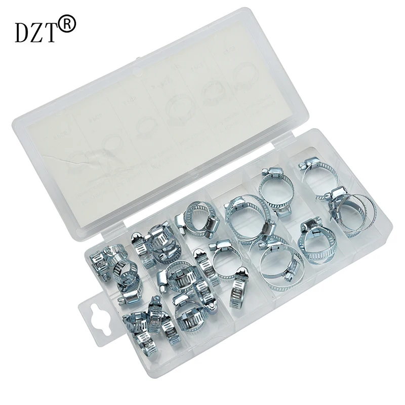

34pcs 16-28mm Hose Clamps Set Adjustable Machinery Pipe Tubing Accessories Clamp Hand Tools