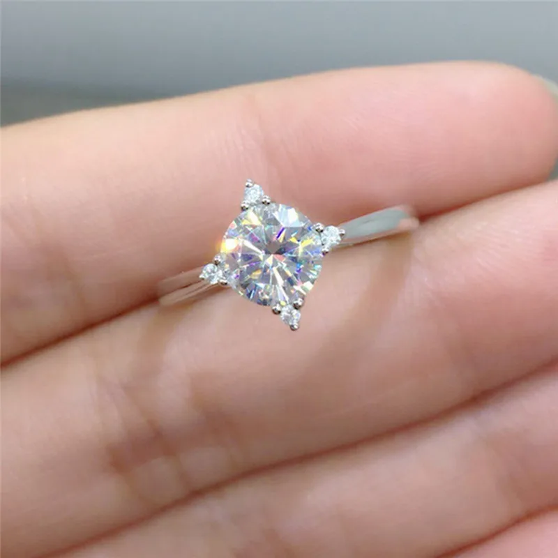 ROMAD Dainty Engagement Ring for Women Silver Wedding Ring