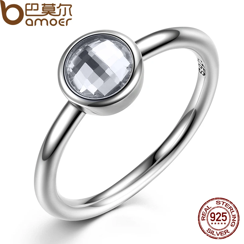 bamoer elegant glass 925 sterling silver rings poetic droplet clear cz finger ring for women fashion wedding jewelry pa7186 - Elegant Wedding Rings bamoer elegant glass 925 sterling silver rings poetic droplet clear cz finger ring for women fashion wedding jewelry pa7186 - Elegant Wedding Rings