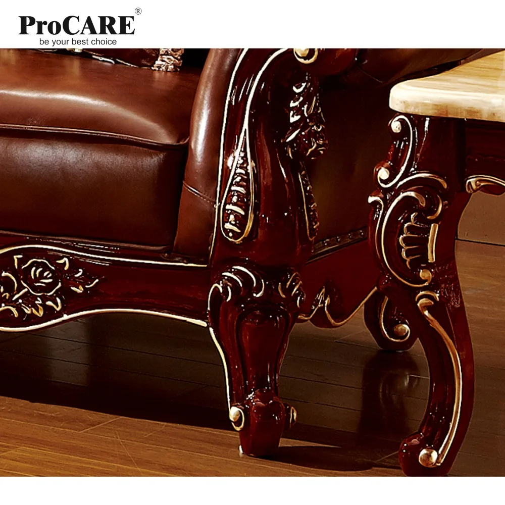 red solid wood genuine leather corner sofa set / L shape sofa set living room furniture with marble surface's coffee table-6811
