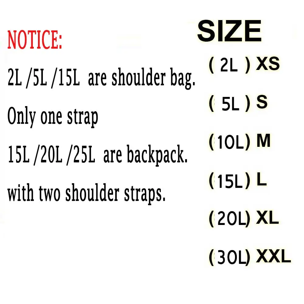 Bolsa de buceo de camuflaje portátil de buceo bolsa de almacenamiento plegable de PVC impermeable para senderismo de Río 2/5/10L