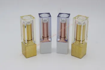 

12.1mm white/yellow empty plastic square shaped Lipstick case,Lip Balm Tube Empty High Quality Plastic Lipstick Tube