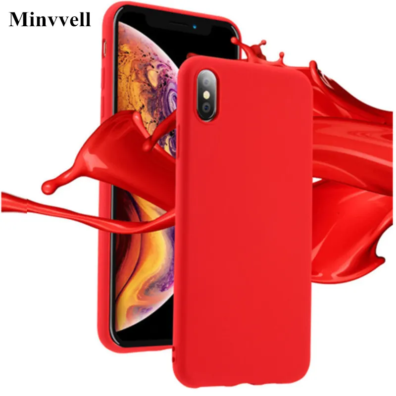 Liquid Silicone Case for iPhone 7 7plus 8 6 6s Xs Max Gel Rubber Phone Cover Protective XR X XS Coque | Мобильные телефоны и