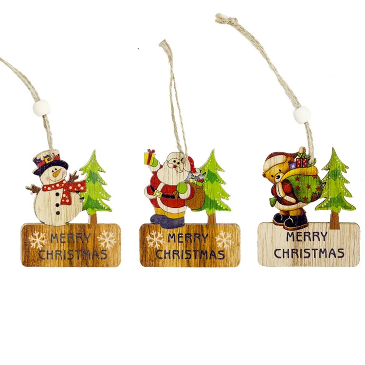 LAPHIL 3 шт. DIY рождественские деревянные подвесные украшения Санта Снеговик Рождественская елка украшения детский подарок товары для рождественской вечеринки - Цвет: 15