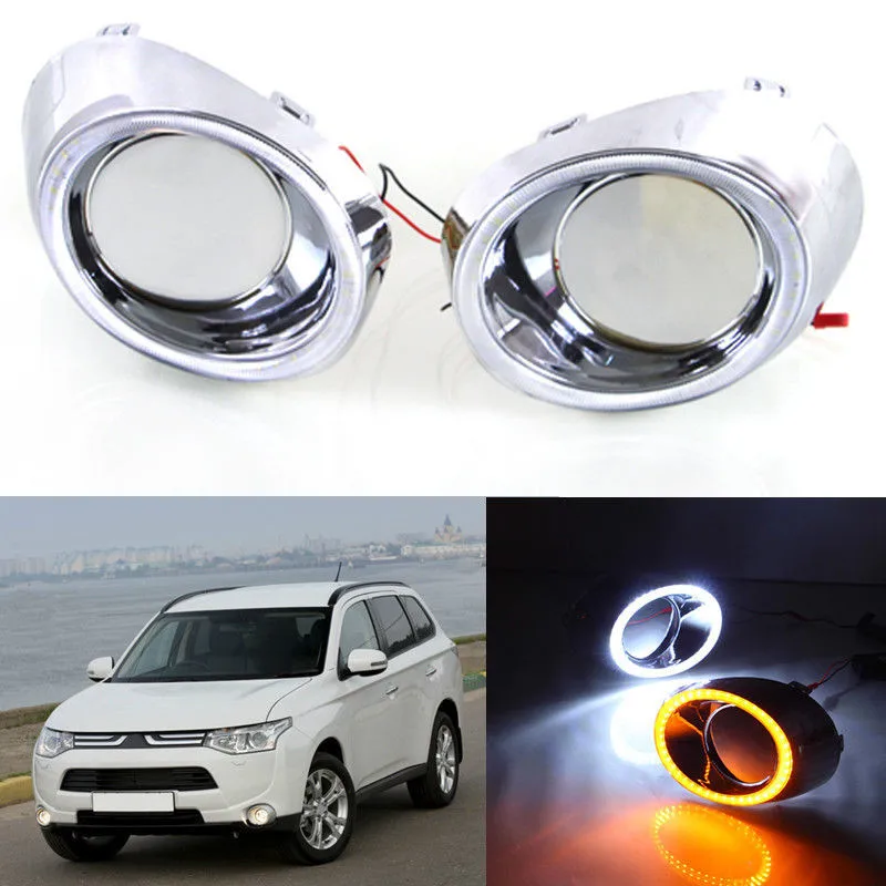 12V Car Accessories LED Daytime Running Light LED DRL For Mitsubishi Outlander 2013 2014 2015 With Yellow Turn Signal Function