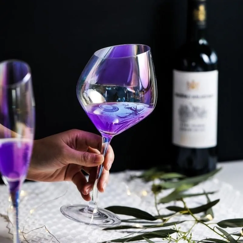 Радужное ионное покрытие Хрустальное стекло вино наклон бокал для вина, кружка шампанское стекло бар вечерние дома Питьевая утварь WF622945