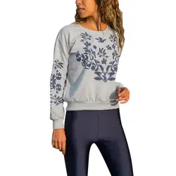 Модные рубашки женские Повседневное с длинными рукавами и круглым вырезом пуловер с принтом рубашки топы Повседневное для Famale #25