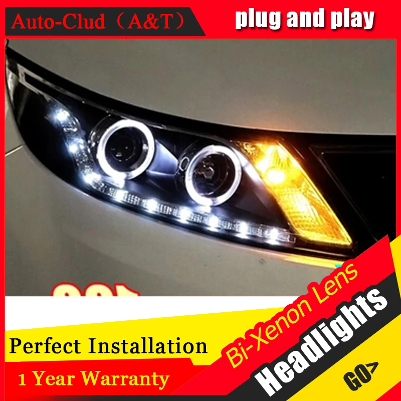 Auto Clud 2011 2014 For kia rio k2 headlights LED DRL parking lights tears eyes bi