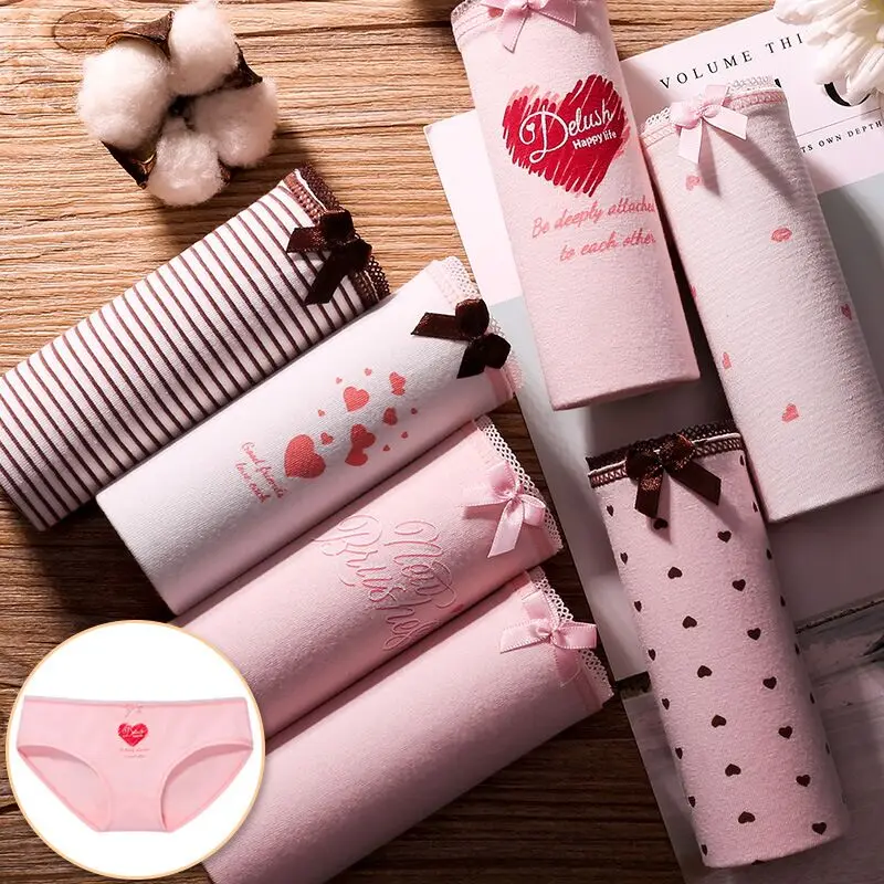 7 шт./лот хлопковые трусики с принтом в виде кошек и фруктов женское нижнее белье