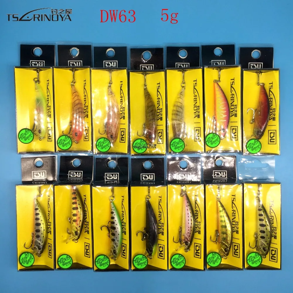 

TSURINOYA 2018 New product 14 Colors 5g/5CM Hard Bait Small Minnow Crank Fishing lures Bass sinking fishing wobblers