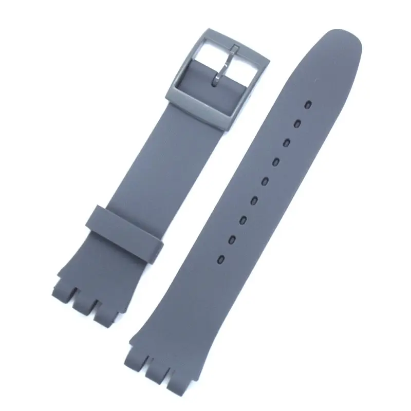 Часы высокого качества Многоцветный 17 мм 19 мм 20 мм силиконовый резиновый ремешок для часов Swatch резиновый ремешок пластиковая пряжка - Цвет ремешка: gray