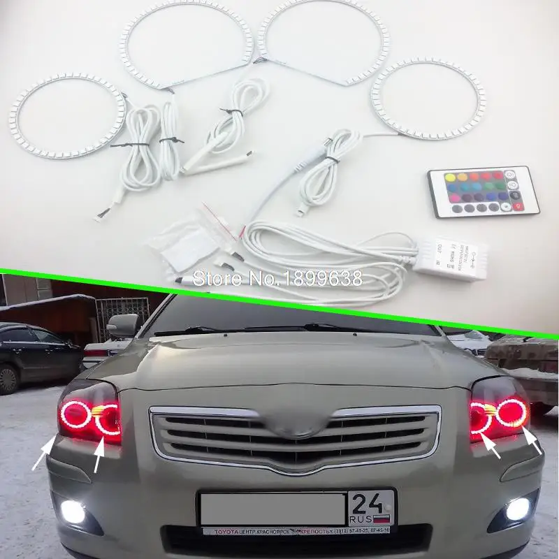 

4pcs Super bright 7 color RGB LED Angel Eyes Kit with a remote control car styling For Toyota Avensis T250 2003 - 2009