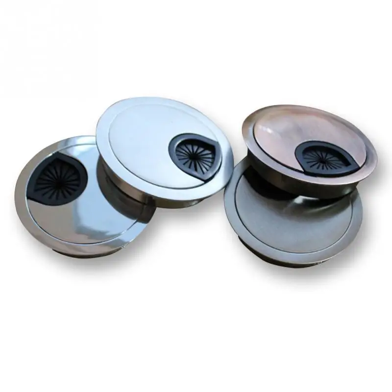

New Computer Desk Zinc Alloy 50MM Base Grommet Table Cable Outlet Port Surface Wire Hole Cover Line Box Furniture Hardware