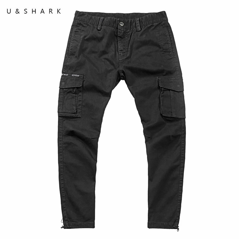 U & SHARK весна осень черные тактические мужские брюки карго армейские стрейч хлопок