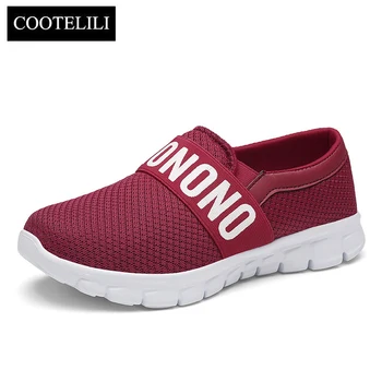 

COOTELILI Women Sneakers Platform Casual Shoes Woman Flats Slip on Letter Loafers Ladies Black Gray Blue Red Plus Size 40 41 42