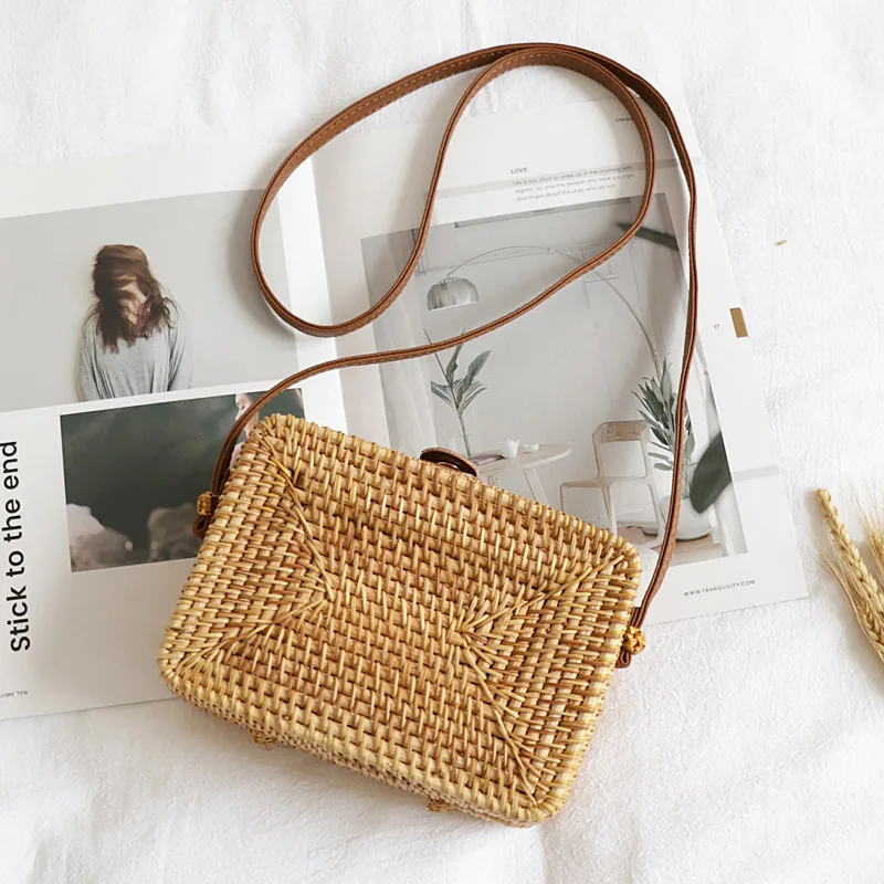 Straw Crossbody Bags Women Weave Shoulder Bag Summer Beach Wicker Purses