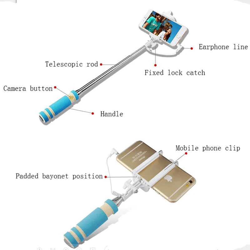 Мини проводной селфи-палка ручной монопод встроенный затвор выдвижной+ держатель для iPhone samsung телефонов камеры