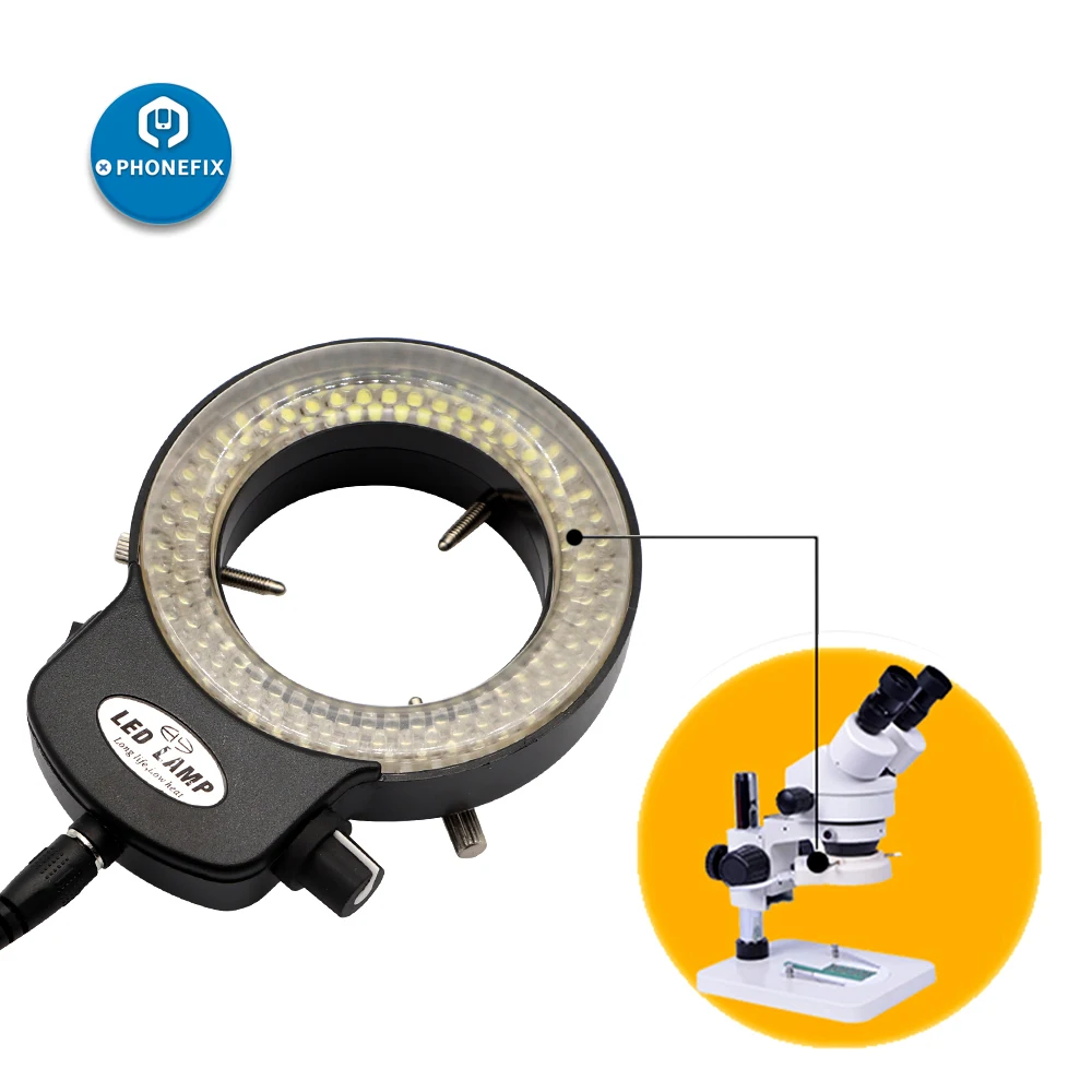 PHONEFIX 100 V-240 V 144LED прочное кольцо оптический микроскоп свет стерео микроскоп камера увеличительная лампа для ремонта мобильного телефона