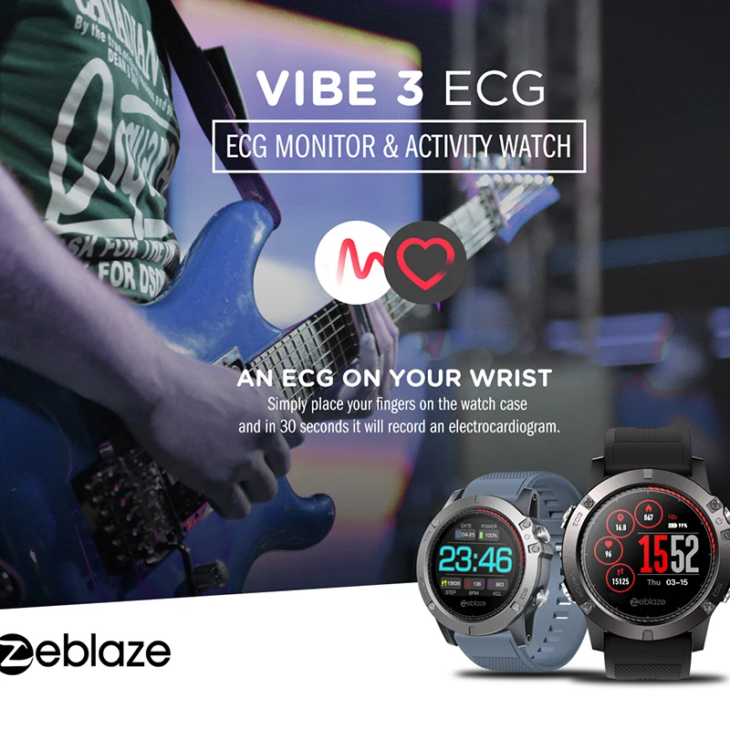 Смарт часы Zeblaze vibe 3 ECG ip67 водонепроницаемые с пульсометром фитнес браслет для