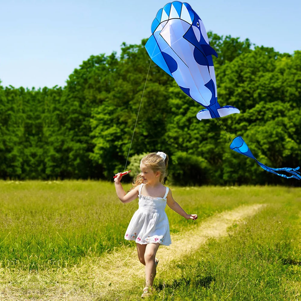 High Quality 3D Kite Huge Frameless Soft Giant Whale Flying Kite Sports Beach Kite Easy to Fly Outdoor Sports for Kids Adults