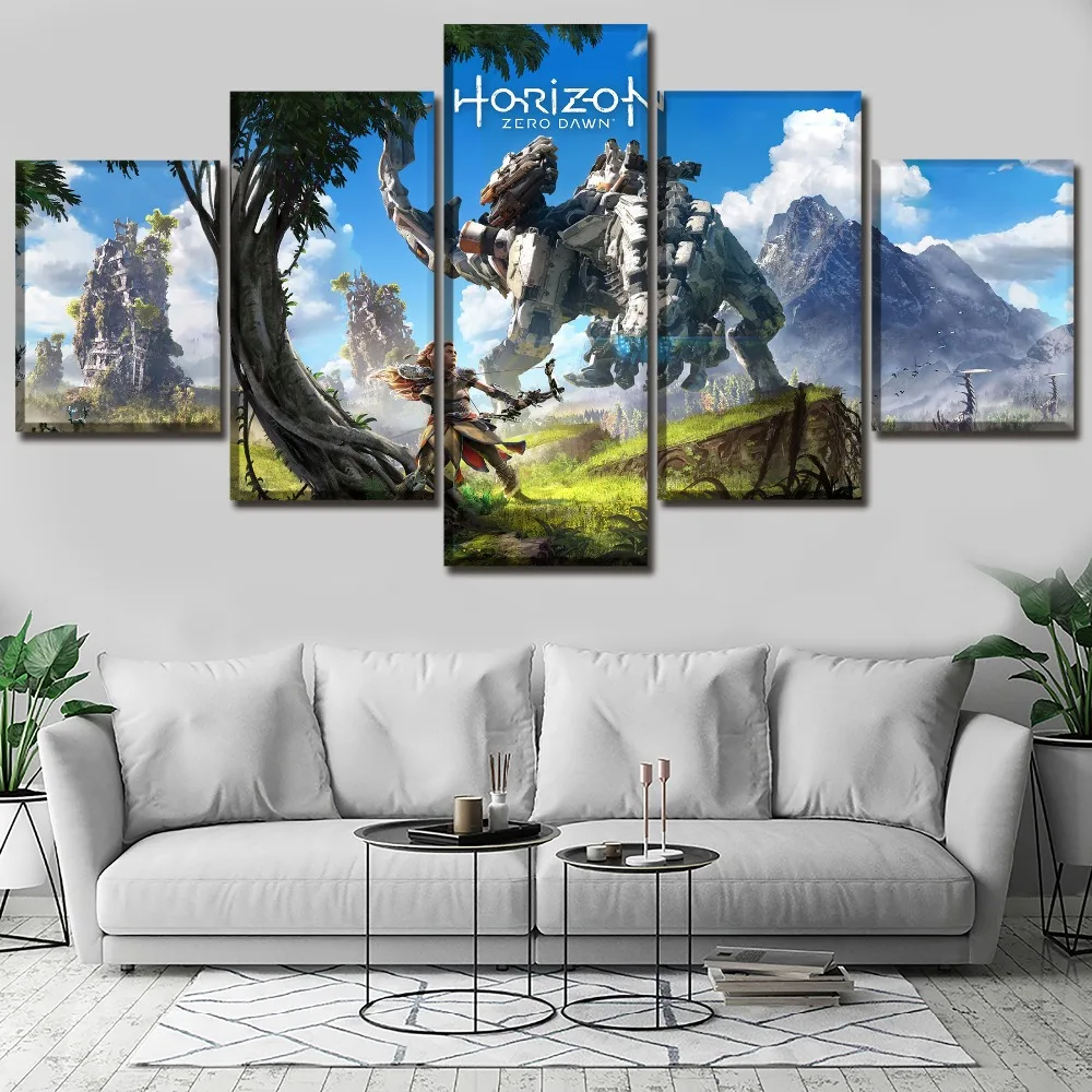 

Canvas Home Decor Wall Art Picture For Living Room Print 5 Pieces Horizon Zero Dawn Game Poster Painting Decor Modular Framework