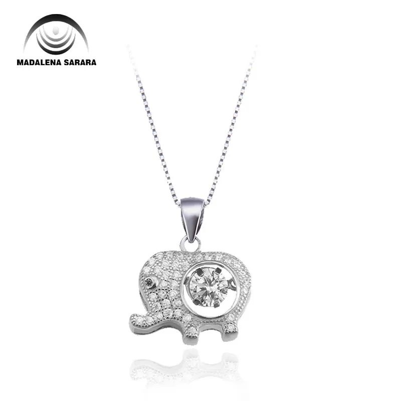 

MADALENA SARARA AAAA Cubic Zirconia Elephant Style Sterling Silver 925 Chain Necklace Fashion Cute Korean Trendy