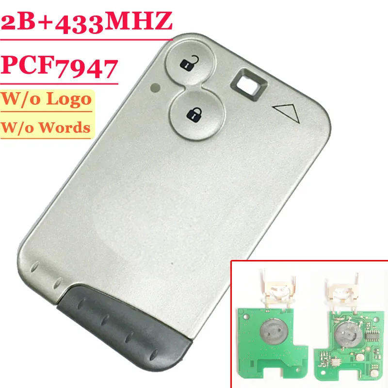 online Excelente Qualidade Cartão Com Chip PCF7947 2 Botão do Controle Remoto 433 mhz Para Renault Laguna Cartão Cinzento Lâmina (1 peça) frete grátis