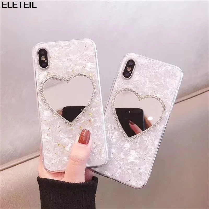 

High Quality Mirror and Shell pattern decoration Case For iPhone x xs xr xs max 6s 6 7 8 plus for Girl Phone Cover A35