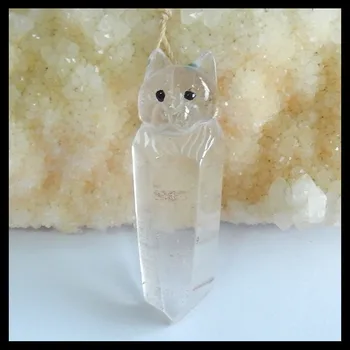 

Carved Wolf head White quartz material Semi-precious stones, Jewelry accessories Pendants,54x18x12mm,16.6g