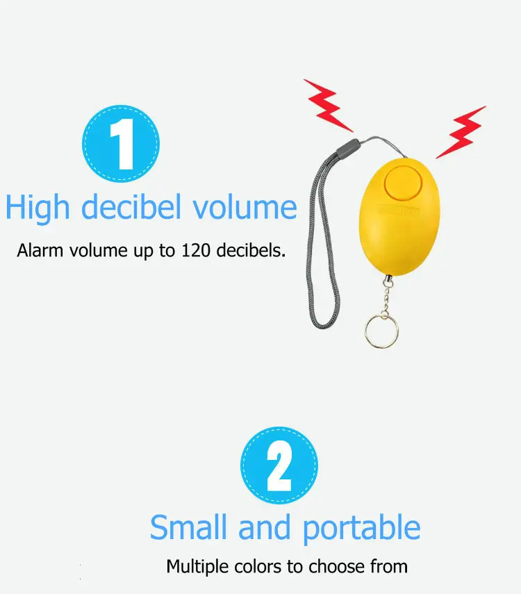 3 шт. Женская безопасности анти-разбойник анти-волк 120dB сигнализации личной самообороны поставки сигнализации key кольцо детская аварийной