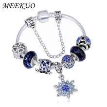 Pandora Kids Bracelet Promotion For Promotional Meekuo Dropshipping Silver Color Charm Bracelets For Women Kids Crystal Christmas Beads Pandora Pulseras Jewelry