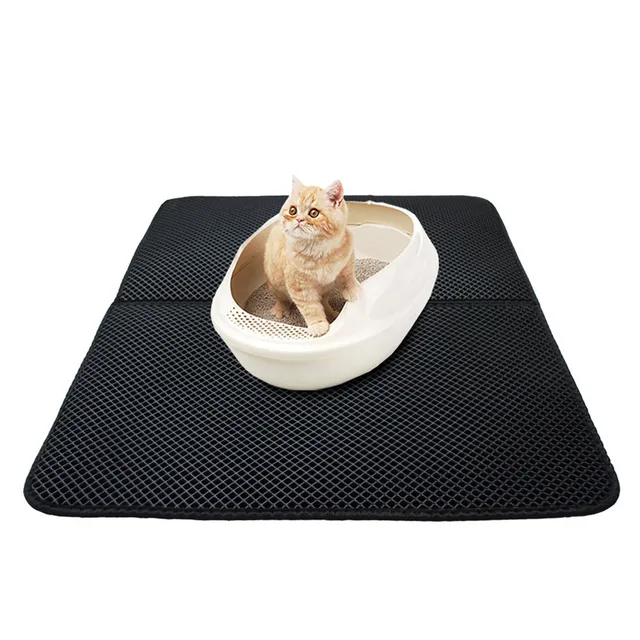 Cat Litter Mat Double-layer Waterproof High Elastic EVA Foldable Pet Cat Mat Scratch-resistant Litter Mat Catcher with Shovel