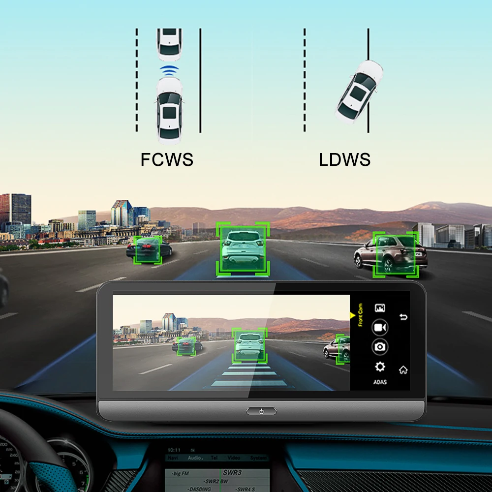 Bluavido 8 дюймов видеорегистратор сенсорный 4G Android DVR ADAS gps навигация FHD 1080P wifi авто видео регистратор с камерой заднего вида монитор