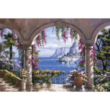 Красивая картина маслом итальянские пейзажи Сун Ким Цветочные патио современное искусство холст домашний декор ручной работы