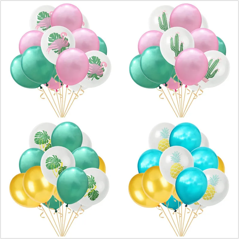 

Plant balloons Happy Birthday Decoration 12 inch Flamingo Cactus Pineapple set 15PCS Summer party Hawaiian Tropical ball
