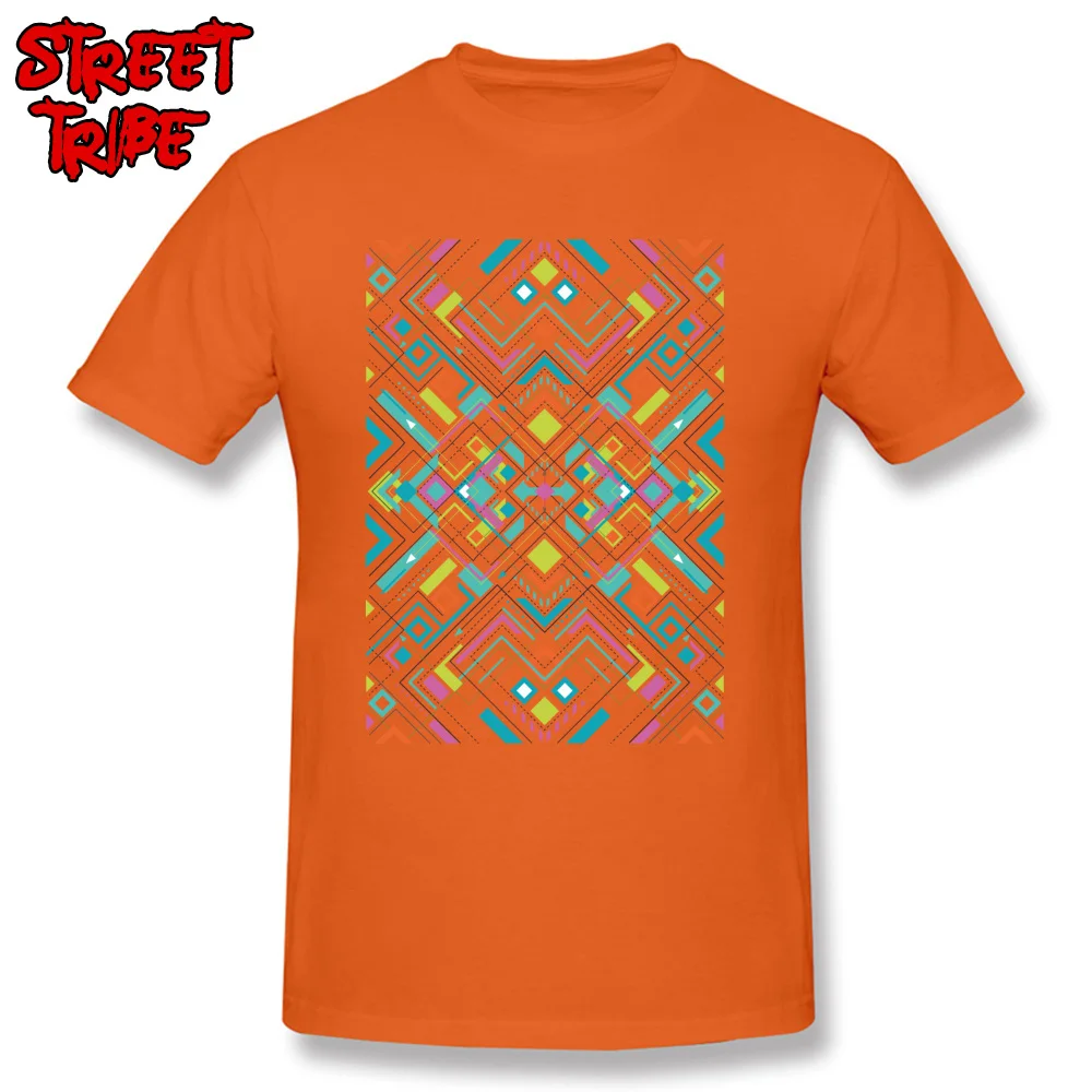 Prevalent geometry geometric180901Y Short Sleeve T Shirts Autumn Crewneck 100% Cotton Tops & Tees for Men Tee Shirts Hip hop geometry geometric180901Y orange