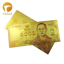 Free Shipping Color Banknote Gold Plated 1000 THB Thailand Gold Banknote for Decoration Gifts