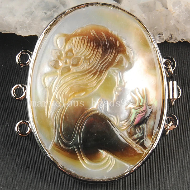 

Free shipping Fashion JewelryNatural Mother of pearl Shell Women Art Clasp use to 3 Row Necklace MC3633