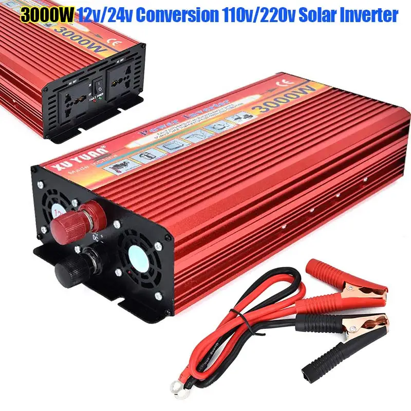 

Portable 3000W DC 12V/24V to AC 110V/220V Car LED Power Inverter Charger Converter CLH@8